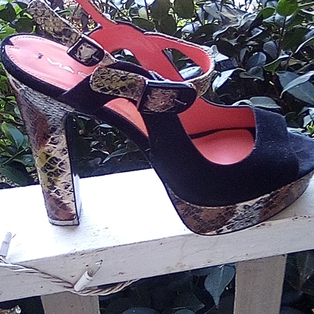 Via Spiga High High Heels Leather Snake Skin Size 10 M Made In Italy. - Picture 2 of 9